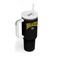 Brazil Football Throwback Design Vintage Brazilian Flag Jersey Style Tumbler With Handle