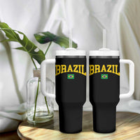 Brazil Football Throwback Design Vintage Brazilian Flag Jersey Style Tumbler With Handle