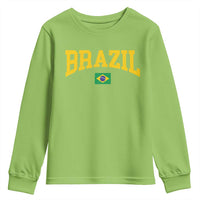 Brazil Football Throwback Design Vintage Brazilian Flag Jersey Style Youth Sweatshirt
