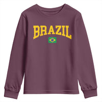 Brazil Football Throwback Design Vintage Brazilian Flag Jersey Style Youth Sweatshirt