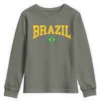 Brazil Football Throwback Design Vintage Brazilian Flag Jersey Style Youth Sweatshirt