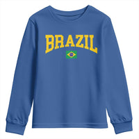 Brazil Football Throwback Design Vintage Brazilian Flag Jersey Style Youth Sweatshirt