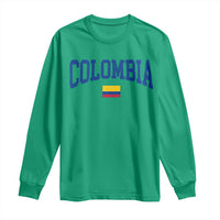Colombia Football Throwback Design Vintage Colombian Flag Jersey Style Long Sleeve Shirt
