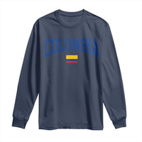Colombia Football Throwback Design Vintage Colombian Flag Jersey Style Long Sleeve Shirt