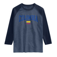 Colombia Football Throwback Design Vintage Colombian Flag Jersey Style Raglan Shirt