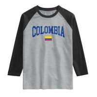 Colombia Football Throwback Design Vintage Colombian Flag Jersey Style Raglan Shirt