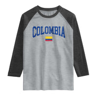 Colombia Football Throwback Design Vintage Colombian Flag Jersey Style Raglan Shirt