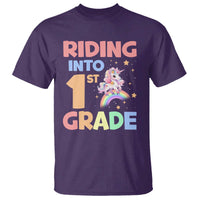 Back To School Unicorn T Shirt Riding Into 1st Grade Rainbow Star - Wonder Print Shop