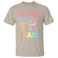Back To School Unicorn T Shirt Riding Into 1st Grade Rainbow Star - Wonder Print Shop
