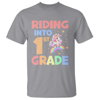 Back To School Unicorn T Shirt Riding Into 1st Grade Rainbow Star - Wonder Print Shop