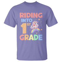 Back To School Unicorn T Shirt Riding Into 1st Grade Rainbow Star - Wonder Print Shop