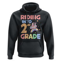Back To School Unicorn Hoodie Riding Into 2nd Grade Rainbow Star - Wonder Print Shop