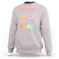 Back To School Unicorn Sweatshirt Riding Into 2nd Grade Rainbow Star - Wonder Print Shop