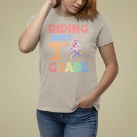 Back To School Unicorn T Shirt For Women Riding Into 2nd Grade Rainbow Star - Wonder Print Shop