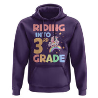 Back To School Unicorn Hoodie Riding Into 3rd Grade Rainbow Star - Wonder Print Shop