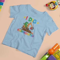I Dig Kindergarten T Shirt For Kid Back To School Dinosaur Truck Construction - Wonder Print Shop