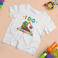 I Dig Kindergarten T Shirt For Kid Back To School Dinosaur Truck Construction - Wonder Print Shop
