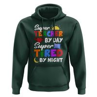 Funny Teacher Hoodie Super Teacher By Day Super Tired By Night Sun Pillow - Wonder Print Shop