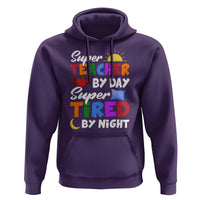Funny Teacher Hoodie Super Teacher By Day Super Tired By Night Sun Pillow - Wonder Print Shop