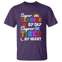 Funny Teacher T Shirt Super Teacher By Day Super Tired By Night Sun Pillow - Wonder Print Shop