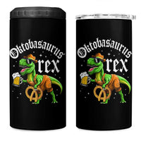 Funny Oktoberfest Dinosaur 4 in 1 Can Cooler Tumbler Oktobasaurus Rex Lederhosen Bavarian Beer - Wonder Print Shop