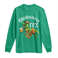 Funny Oktoberfest Dinosaur Long Sleeve Shirt Oktobasaurus Rex Lederhosen Bavarian Beer - Wonder Print Shop
