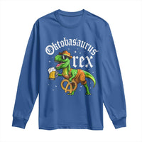 Funny Oktoberfest Dinosaur Long Sleeve Shirt Oktobasaurus Rex Lederhosen Bavarian Beer - Wonder Print Shop