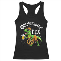 Funny Oktoberfest Dinosaur Racerback Tank Top Oktobasaurus Rex Lederhosen Bavarian Beer - Wonder Print Shop
