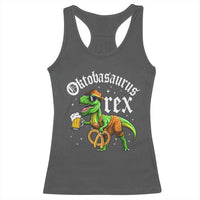 Funny Oktoberfest Dinosaur Racerback Tank Top Oktobasaurus Rex Lederhosen Bavarian Beer - Wonder Print Shop