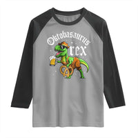 Funny Oktoberfest Dinosaur Raglan Shirt Oktobasaurus Rex Lederhosen Bavarian Beer - Wonder Print Shop