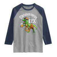 Funny Oktoberfest Dinosaur Raglan Shirt Oktobasaurus Rex Lederhosen Bavarian Beer - Wonder Print Shop