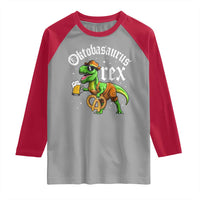 Funny Oktoberfest Dinosaur Raglan Shirt Oktobasaurus Rex Lederhosen Bavarian Beer - Wonder Print Shop