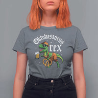 Funny Oktoberfest Dinosaur T Shirt For Women Oktobasaurus Rex Lederhosen Bavarian Beer - Wonder Print Shop