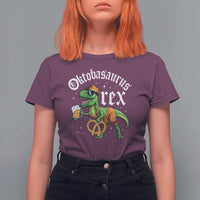 Funny Oktoberfest Dinosaur T Shirt For Women Oktobasaurus Rex Lederhosen Bavarian Beer - Wonder Print Shop