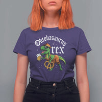 Funny Oktoberfest Dinosaur T Shirt For Women Oktobasaurus Rex Lederhosen Bavarian Beer - Wonder Print Shop