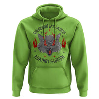 Funny Childless Cat Ladies Against Fascism Hoodie Angry Fire Cat Feminist - Wonder Print Shop