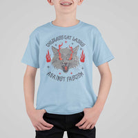 Funny Childless Cat Ladies Against Fascism T Shirt For Kid Angry Fire Cat Feminist - Wonder Print Shop