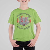 Funny Childless Cat Ladies Against Fascism T Shirt For Kid Angry Fire Cat Feminist - Wonder Print Shop