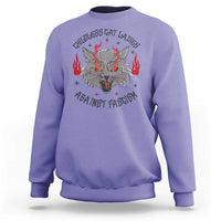 Funny Childless Cat Ladies Against Fascism Sweatshirt Angry Fire Cat Feminist - Wonder Print Shop