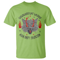 Funny Childless Cat Ladies Against Fascism T Shirt Angry Fire Cat Feminist - Wonder Print Shop