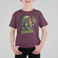 Funny Chiefin Weed Indian Native American Marijuana T Shirt For Kid - Wonder Print Shop