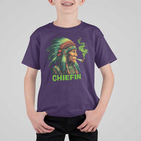 Funny Chiefin Weed Indian Native American Marijuana T Shirt For Kid - Wonder Print Shop