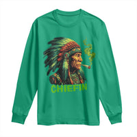 Funny Chiefin Weed Indian Native American Marijuana Long Sleeve Shirt - Wonder Print Shop