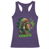 Funny Chiefin Weed Indian Native American Marijuana Racerback Tank Top - Wonder Print Shop