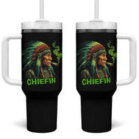 Funny Chiefin Weed Indian Native American Marijuana Tumbler With Handle - Wonder Print Shop
