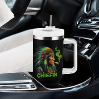 Funny Chiefin Weed Indian Native American Marijuana Tumbler With Handle - Wonder Print Shop