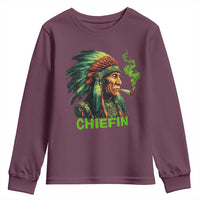 Funny Chiefin Weed Indian Native American Marijuana Youth Sweatshirt - Wonder Print Shop