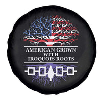 American Grown With Iroquois Roots Spare Tire Cover Tree USA Flag - Wonder Print Shop