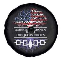 American Grown With Iroquois Roots Spare Tire Cover Tree USA Flag - Wonder Print Shop