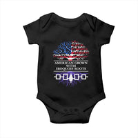 American Grown With Iroquois Roots Baby Onesie Tree USA Flag - Wonder Print Shop